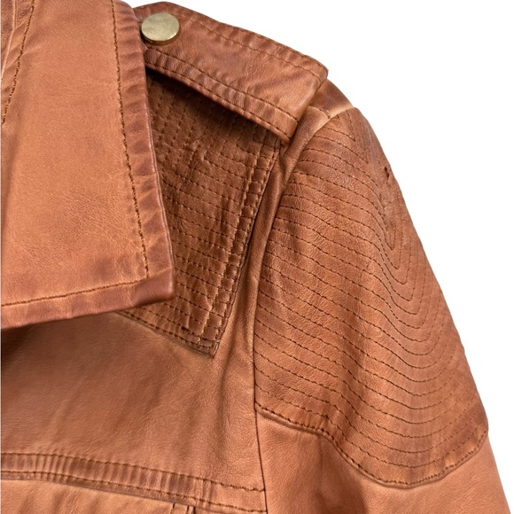 Bata Utility Moto Jacket Belted Rust Brown Safari Style Cargo Pockets Epaulet - Picture 4 of 14